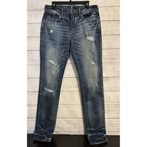 PRPS Men's Distressed Slim Straight Jeans Size 32 Blue Stretch Denim Japanese